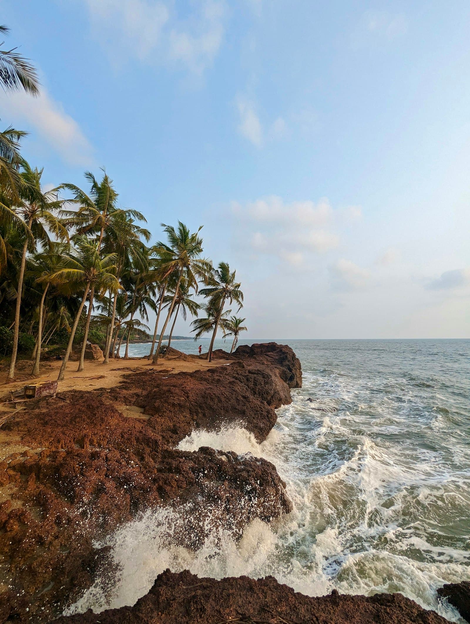The red cliffs of Varkala meeting the Arabian Sea
